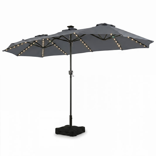 13 Ft Double-Sided Patio Umbrella With 108 LED Lights, Gray Outdoor Umbrellas Gray at Gallery Canada