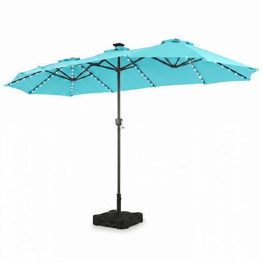 13 FT Double-Sided Patio Umbrella With 108 LED Lights, Turquoise Outdoor Umbrellas Turquoise at Gallery Canada