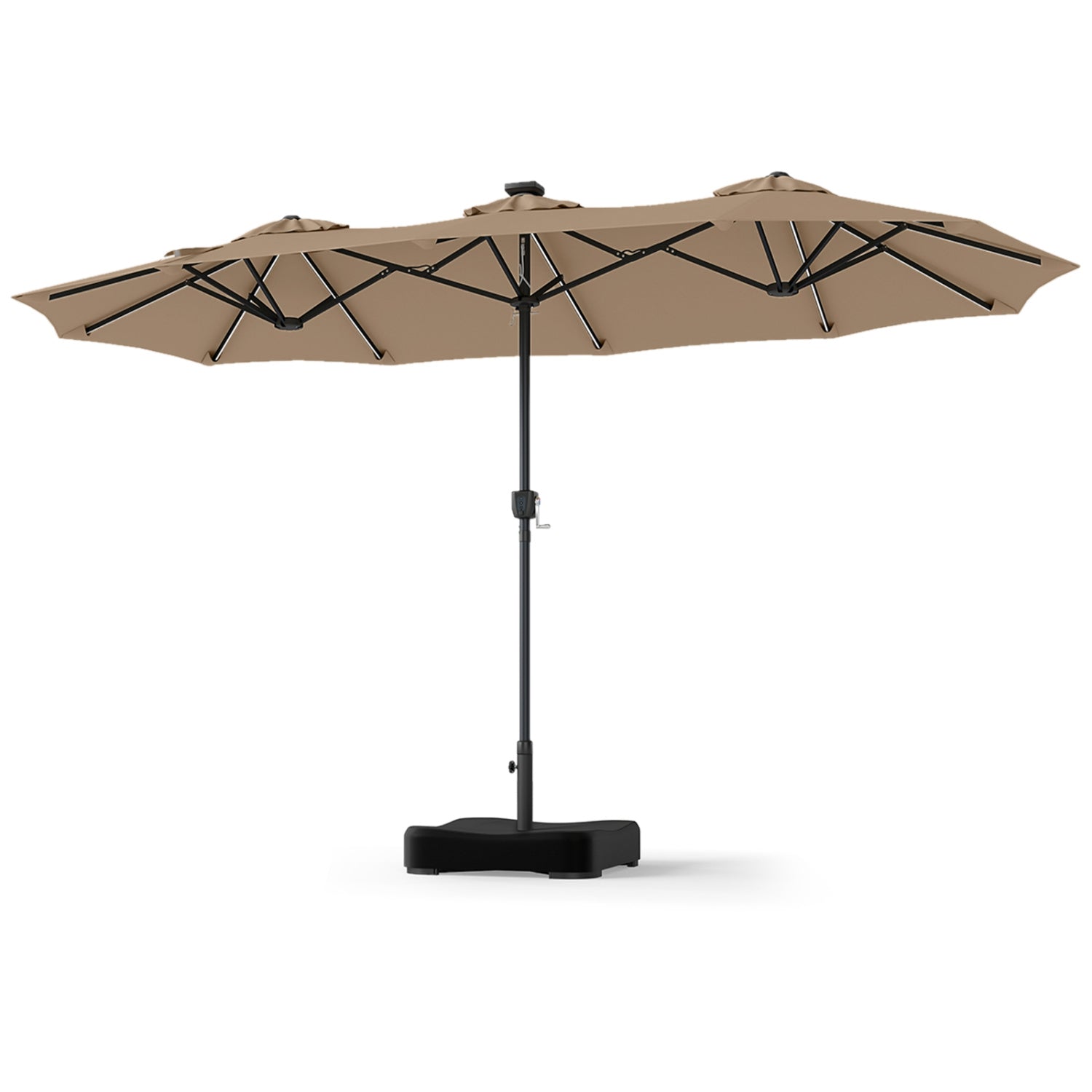 13 FT Double-Sided Patio Umbrella with 108 LED Lights and Base Included, Tan Outdoor Umbrellas Tan at Gallery Canada
