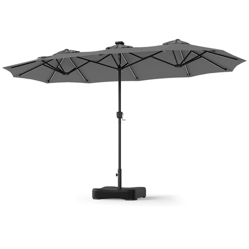 13 Ft Double-Sided Patio Umbrella With 108 LED Lights, Gray