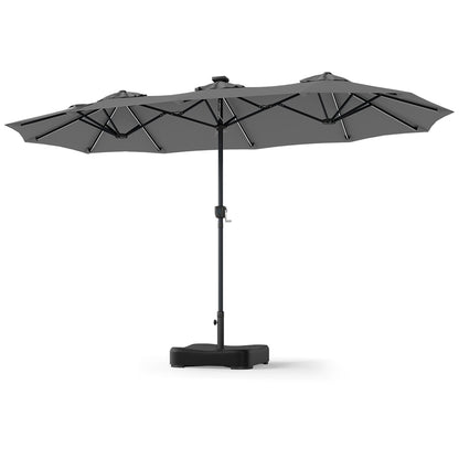 13 Ft Double-Sided Patio Umbrella With 108 LED Lights, Gray Outdoor Umbrellas at Gallery Canada