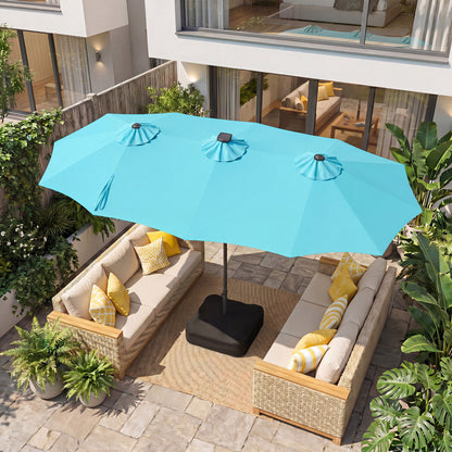 13 FT Double-Sided Patio Umbrella With 108 LED Lights, Turquoise Outdoor Umbrellas at Gallery Canada