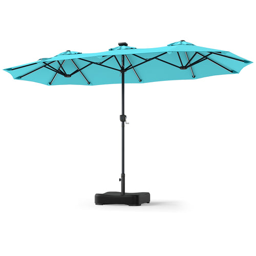 13 FT Double-Sided Patio Umbrella With 108 LED Lights, Turquoise