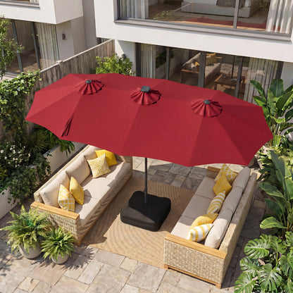 13 FT Double-Sided Patio Umbrella with 108 LED Lights and Base Included, Wine Outdoor Umbrellas at Gallery Canada