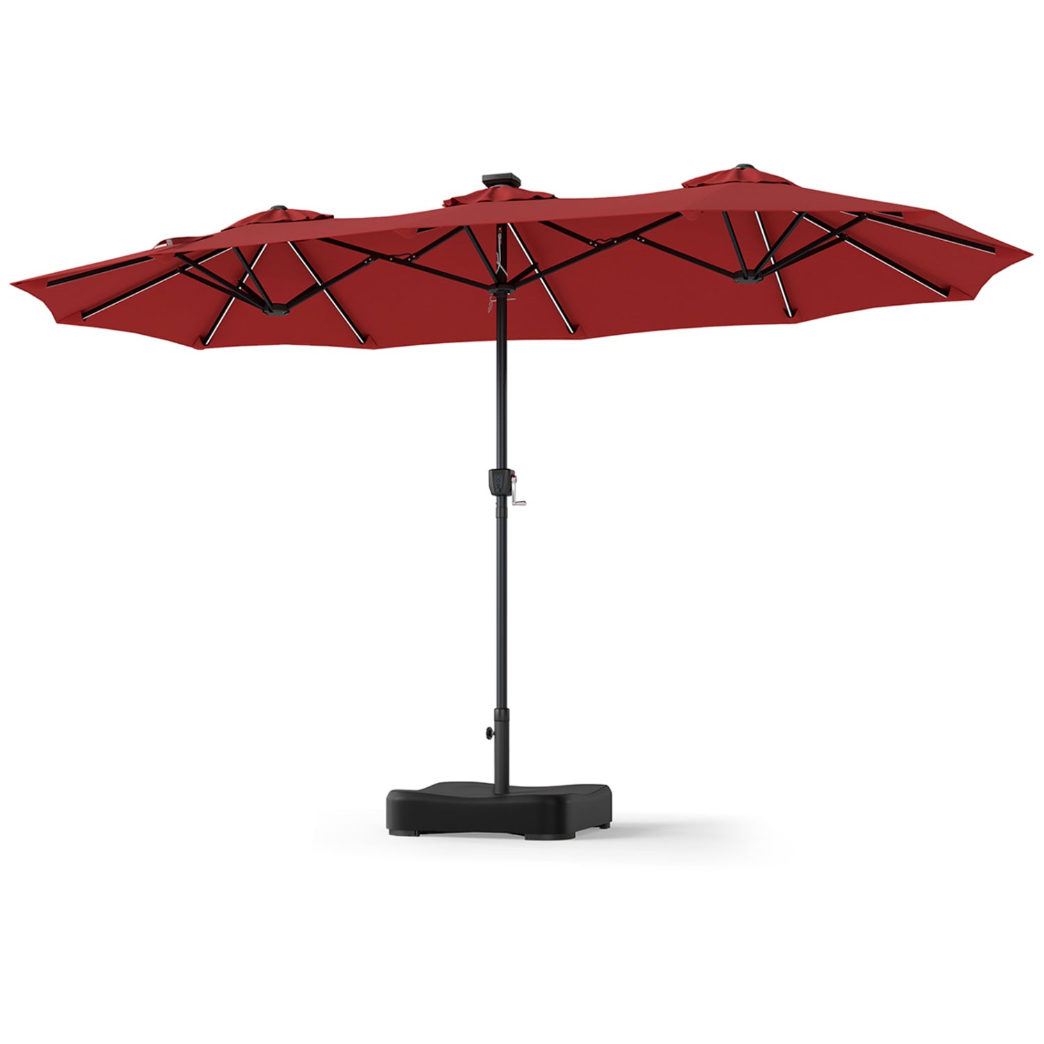 13 FT Double-Sided Patio Umbrella with 108 LED Lights and Base Included, Wine Outdoor Umbrellas at Gallery Canada