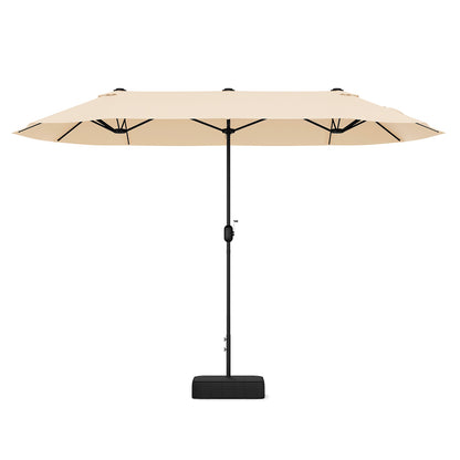 13 Ft Double-Sided Patio Twin Table Umbrella, Crank Handle, Beige Outdoor Umbrellas at Gallery Canada