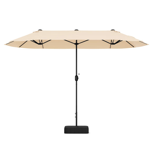 13 Ft Double-Sided Patio Twin Table Umbrella, Crank Handle, Beige Outdoor Umbrellas Beige at Gallery Canada