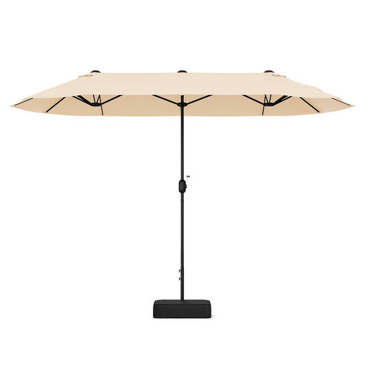 13 Ft Double-Sided Patio Twin Table Umbrella, Crank Handle, Beige Outdoor Umbrellas Beige at Gallery Canada