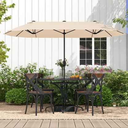 13 Ft Double-Sided Patio Twin Table Umbrella, Crank Handle, Beige Outdoor Umbrellas at Gallery Canada