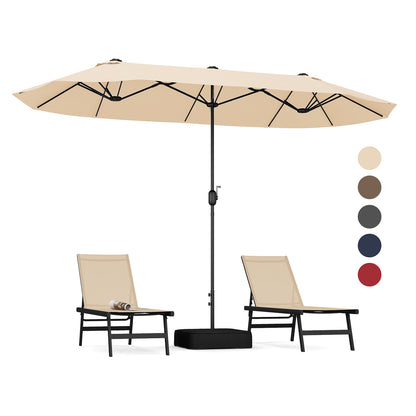 13 Ft Double-Sided Patio Twin Table Umbrella, Crank Handle, Beige Outdoor Umbrellas at Gallery Canada