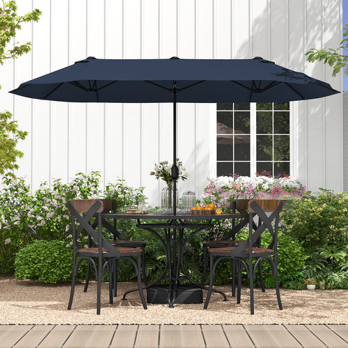 13 Ft Double-Sided Patio Twin Table Umbrella, Navy