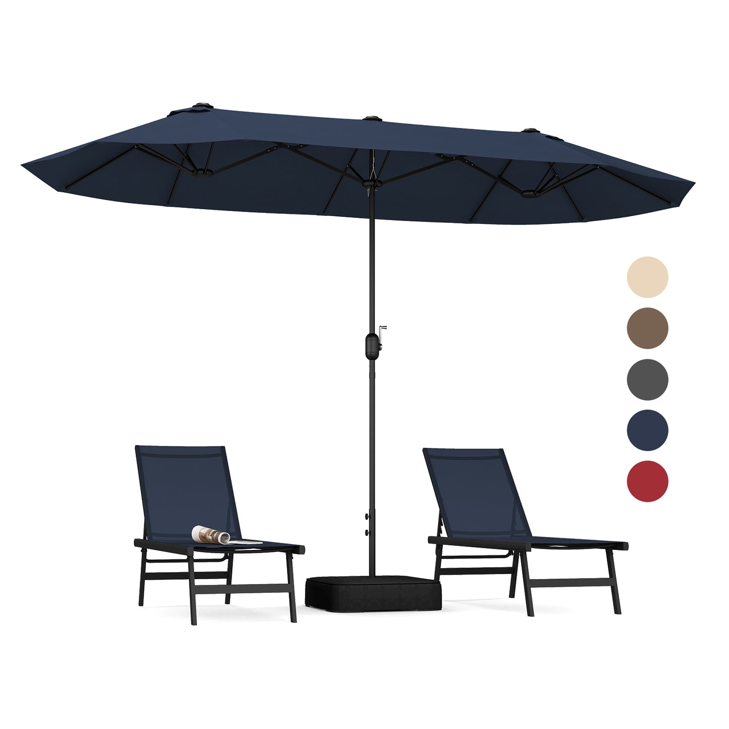 13 Ft Double-Sided Patio Twin Table Umbrella, Navy Outdoor Umbrellas at Gallery Canada