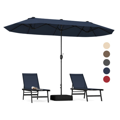 13 Ft Double-Sided Patio Twin Table Umbrella, Navy Outdoor Umbrellas at Gallery Canada