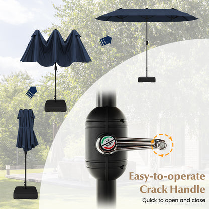 13 Ft Double-Sided Patio Twin Table Umbrella, Navy Outdoor Umbrellas at Gallery Canada