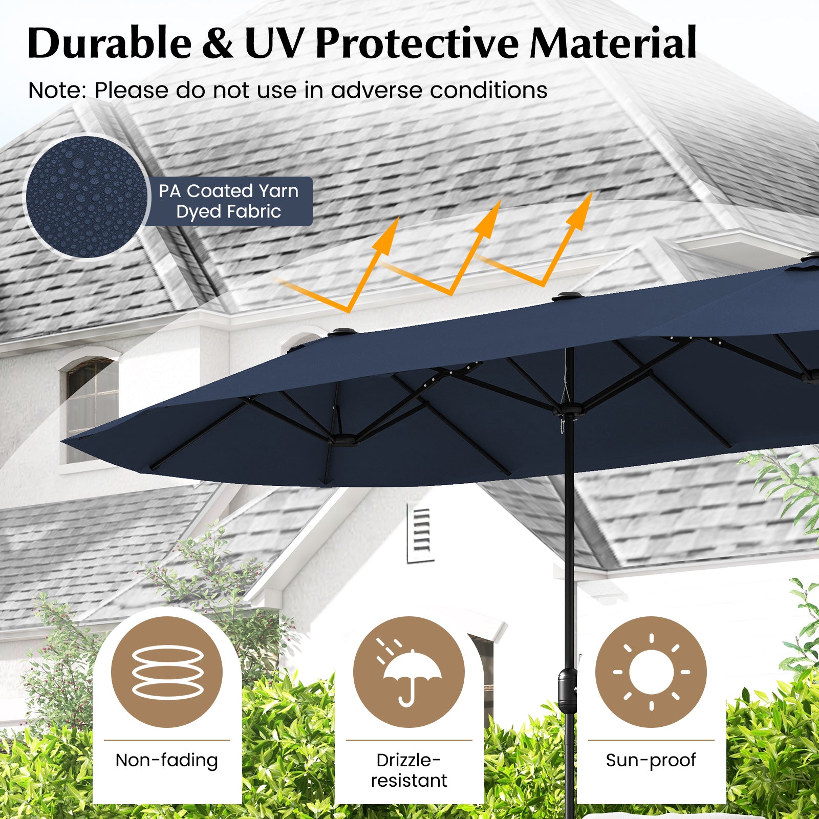 13 Ft Double-Sided Patio Twin Table Umbrella, Navy Outdoor Umbrellas at Gallery Canada