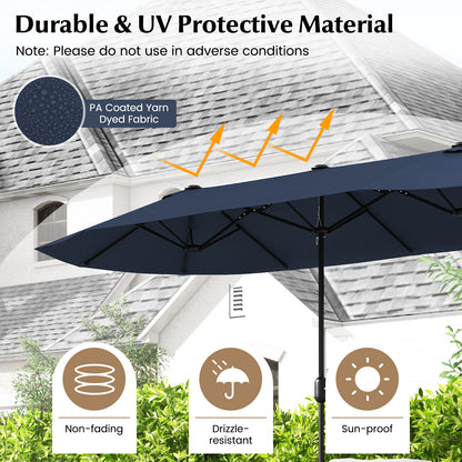 13 Ft Double-Sided Patio Twin Table Umbrella, Navy Outdoor Umbrellas at Gallery Canada