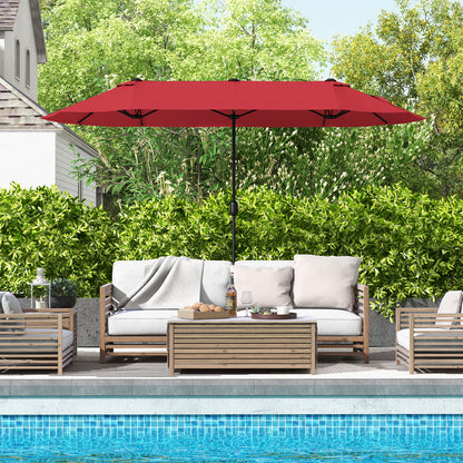 13 Feet Double-Sided Patio Umbrella, Wine Outdoor Umbrellas at Gallery Canada