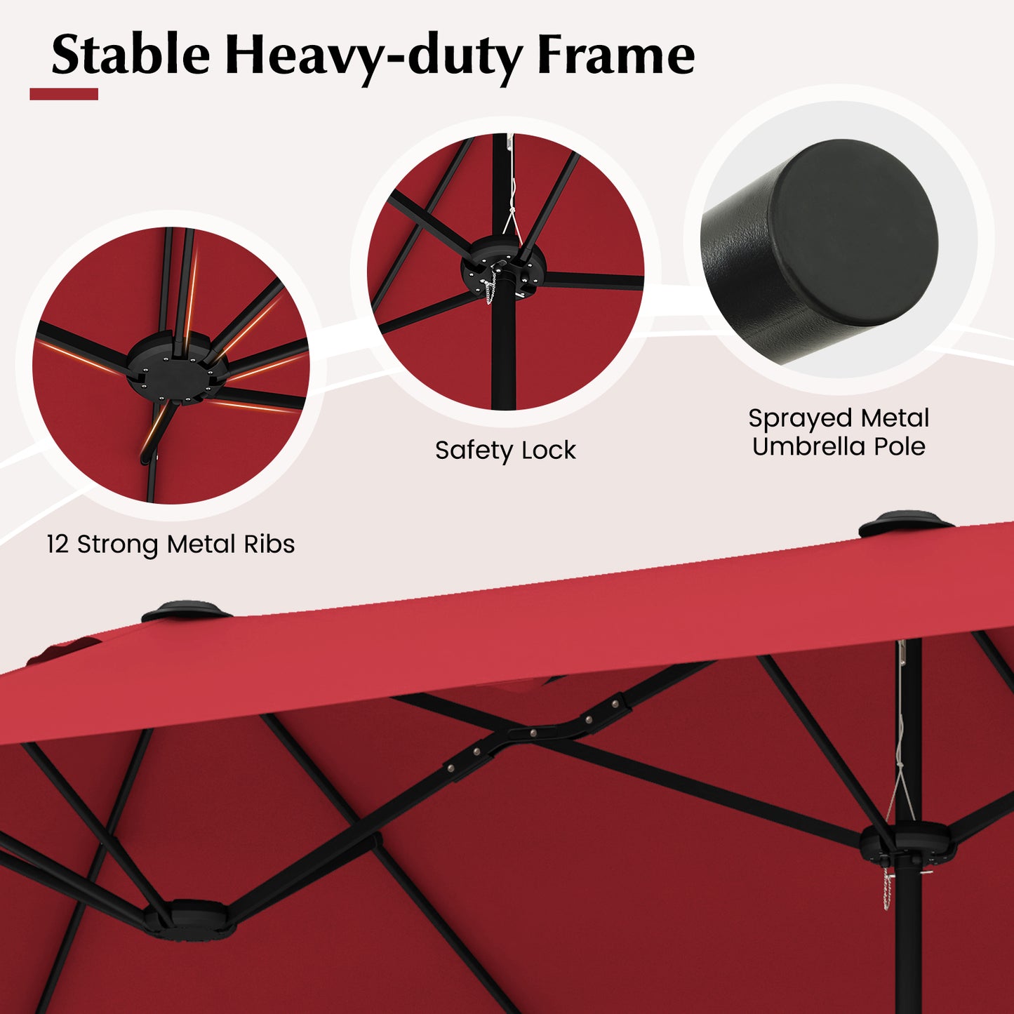 13 Feet Double-Sided Patio Umbrella, Wine Outdoor Umbrellas at Gallery Canada