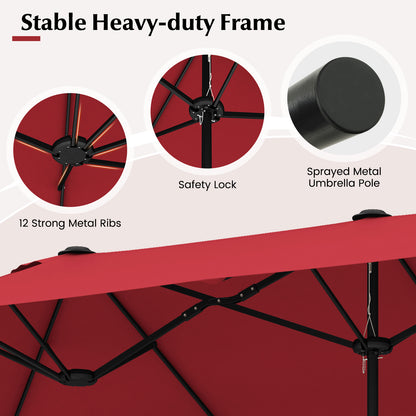 13 Feet Double-Sided Patio Umbrella, Wine Outdoor Umbrellas at Gallery Canada