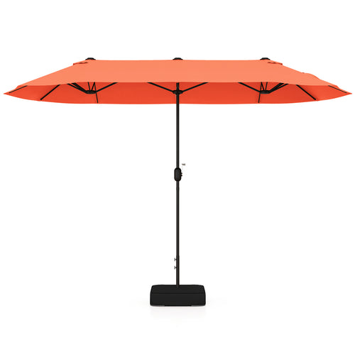 13 Feet Double-Sided Patio Umbrella, Crank Handle, Orange