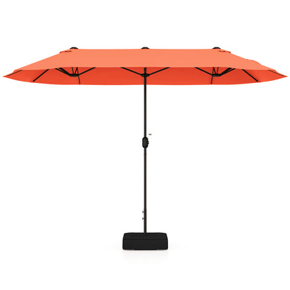 13 Feet Double-Sided Patio Umbrella, Crank Handle, Orange