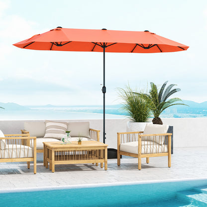13 Feet Double-Sided Patio Umbrella, Crank Handle, Orange