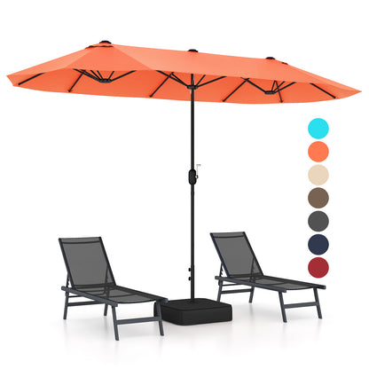 13 Feet Double-Sided Patio Umbrella, Crank Handle, Orange