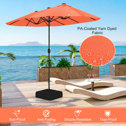 13 Feet Double-Sided Patio Umbrella, Crank Handle, Orange