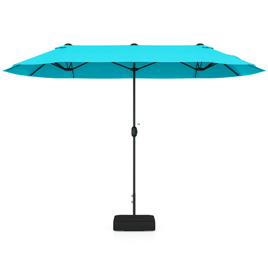 13 Feet Double-Sided Patio Umbrella, With Crank Handle, Turquoise Outdoor Umbrellas Turquoise at Gallery Canada