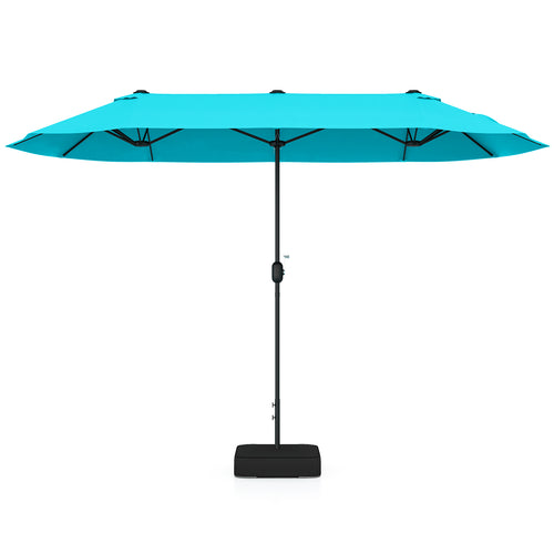 13 Feet Double-Sided Patio Umbrella, With Crank Handle, Turquoise