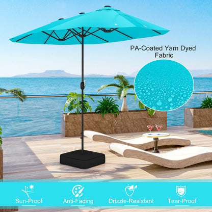 13 Feet Double-Sided Patio Umbrella, With Crank Handle, Turquoise