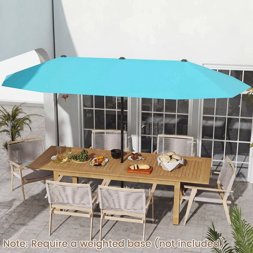 13 Feet Large Patio Umbrella, Crank Handle, Double-Sided, Turquoise
