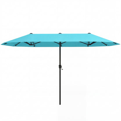 13 Feet Large Patio Umbrella, Crank Handle, Double-Sided, Turquoise Outdoor Umbrellas at Gallery Canada