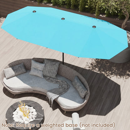 13 Feet Large Patio Umbrella, Crank Handle, Double-Sided, Turquoise Outdoor Umbrellas at Gallery Canada