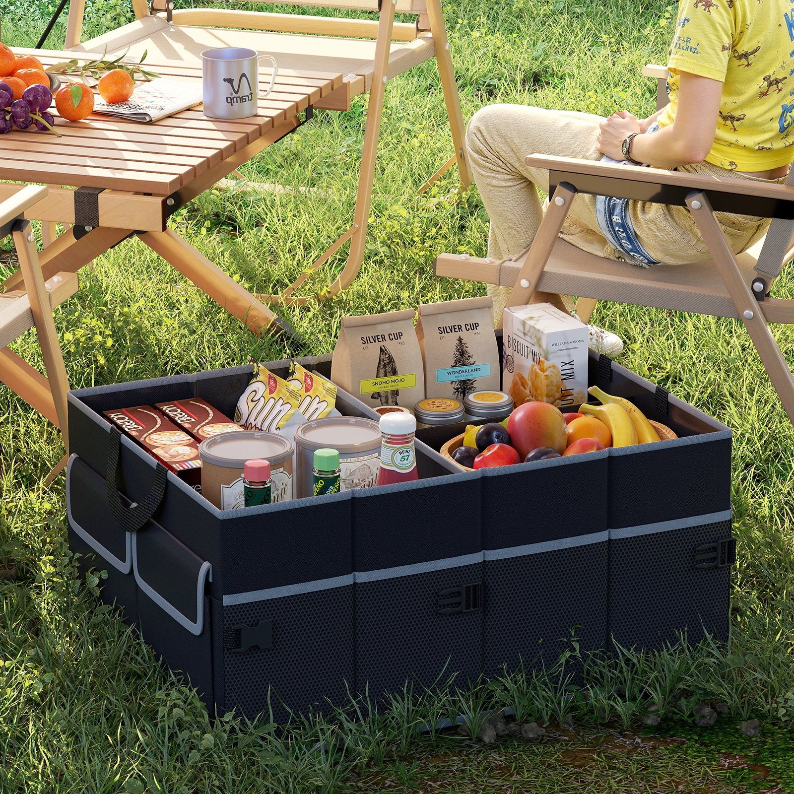 13 Gallon Car Trunk Organizer with Removable Divider and 6 Pockets, Black Garages at Gallery Canada
