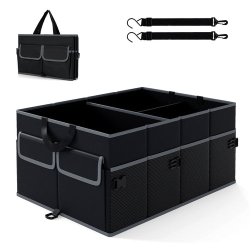 13 Gallon Car Trunk Organizer with Removable Divider and 6 Pockets, Black