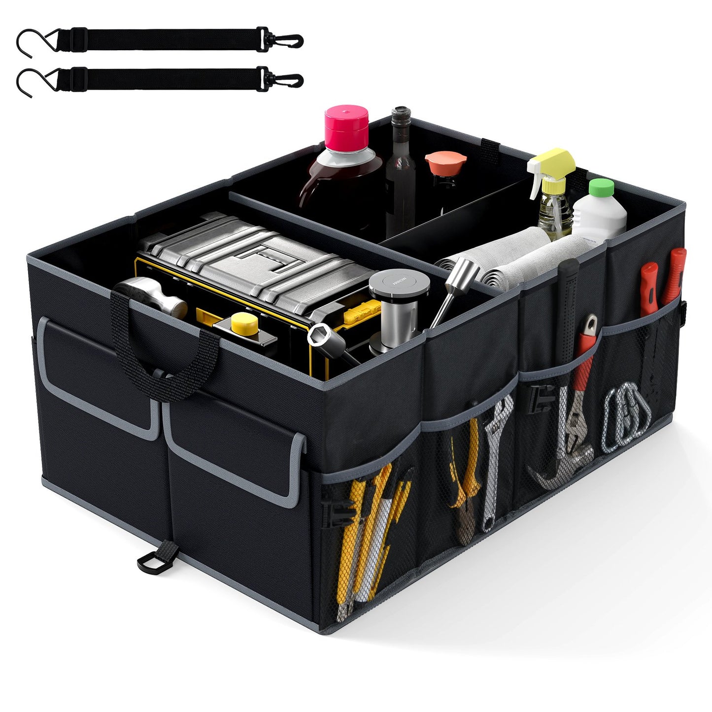 13 Gallon Car Trunk Organizer with Removable Divider and 6 Pockets, Black Garages at Gallery Canada