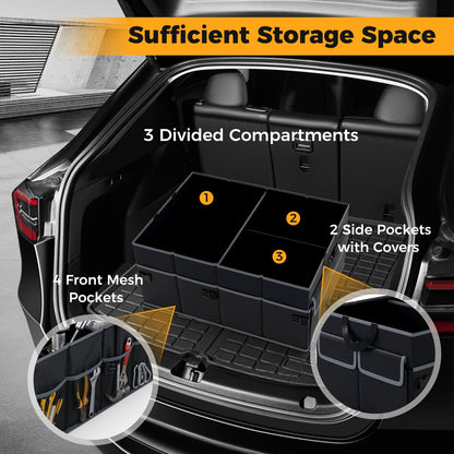 13 Gallon Car Trunk Organizer with Removable Divider and 6 Pockets, Black Garages at Gallery Canada