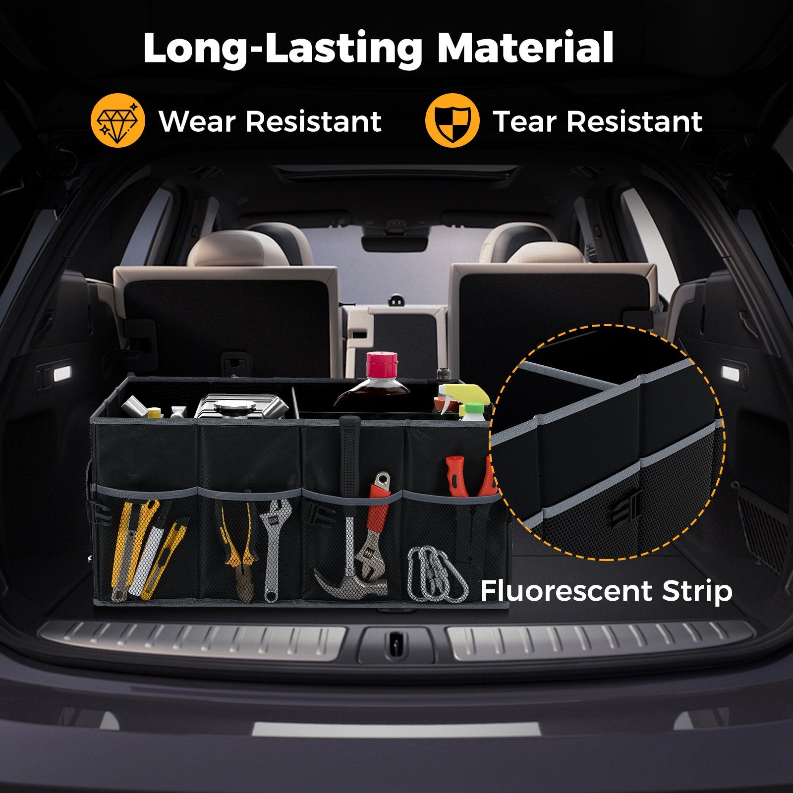 13 Gallon Car Trunk Organizer with Removable Divider and 6 Pockets, Black Garages at Gallery Canada