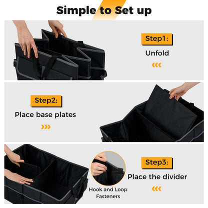 13 Gallon Car Trunk Organizer with Removable Divider and 6 Pockets, Black Garages at Gallery Canada