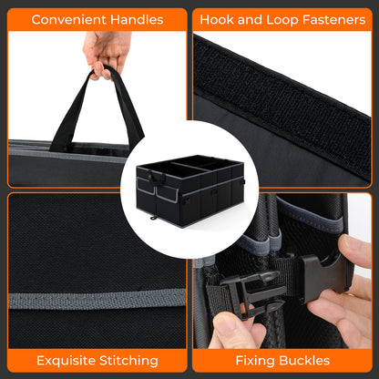 13 Gallon Car Trunk Organizer, Removable Divider, 6 Pockets, Black Garages at Gallery Canada