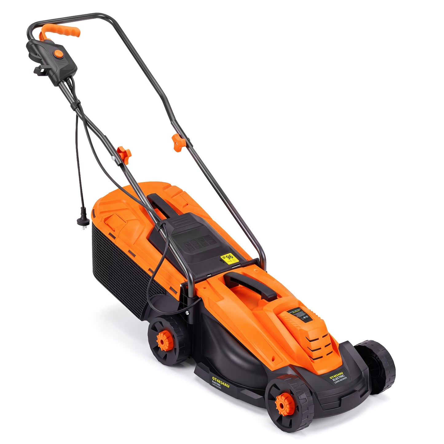 Tondeuse à gazon filaire de 13 pouces, 12 ampères, hauteur réglable sur 3 positions, orange