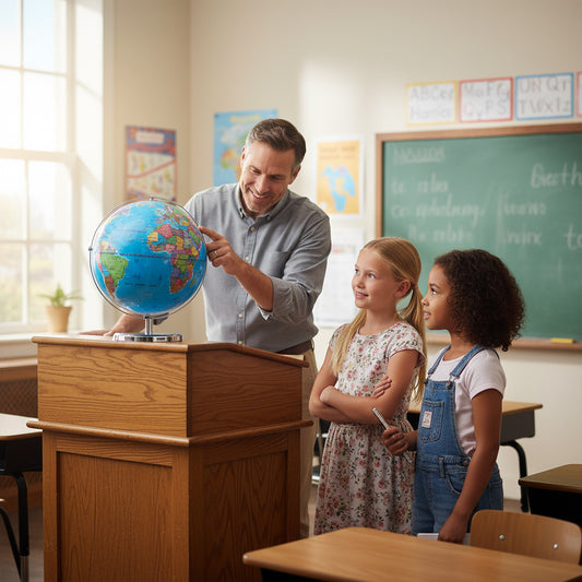 13 Inch Illuminated World Globe, 720° Rotating Map, LED Light, Blue