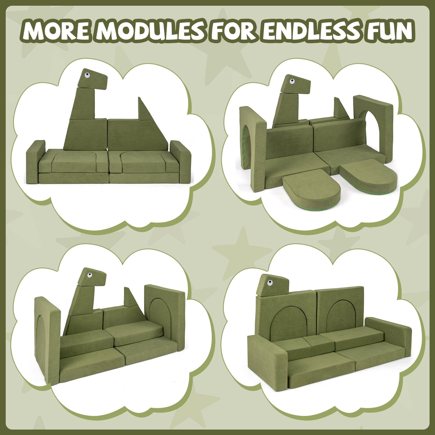13 Pieces Modular Kids Play Couch for Inspiring Creativity Kids Chairs & Seating at Gallery Canada
