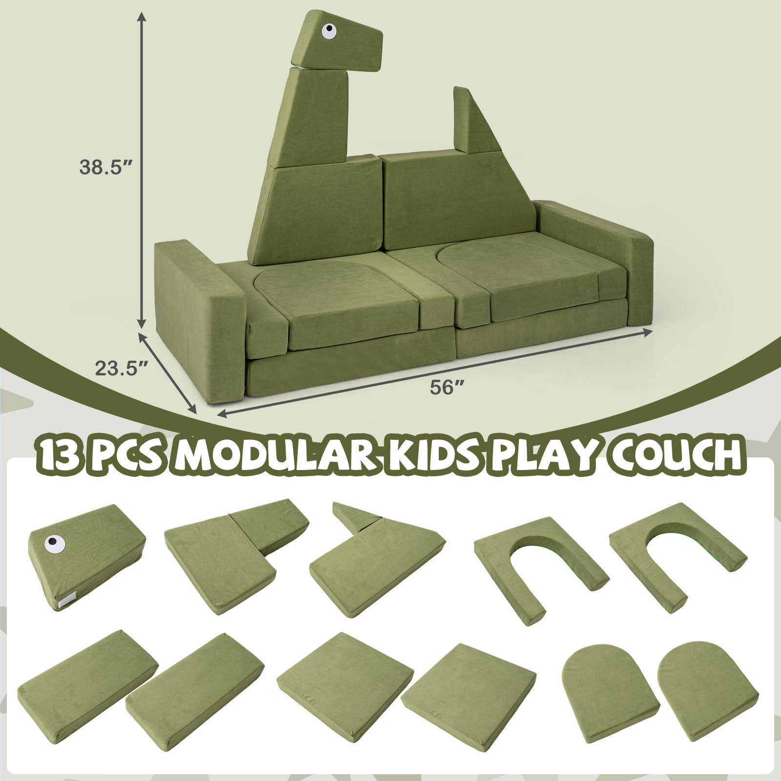 13 Pieces Modular Kids Play Couch for Inspiring Creativity Kids Chairs & Seating at Gallery Canada