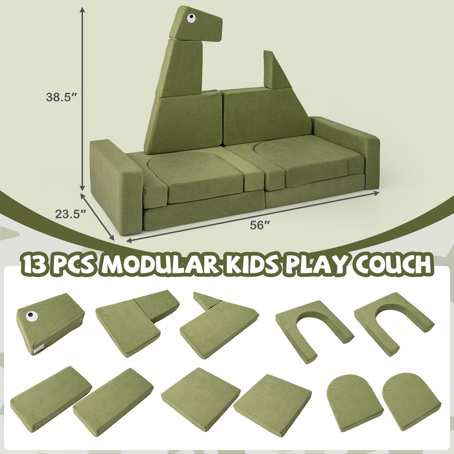 13 Pieces Modular Kids Play Couch for Inspiring Creativity Kids Chairs & Seating at Gallery Canada