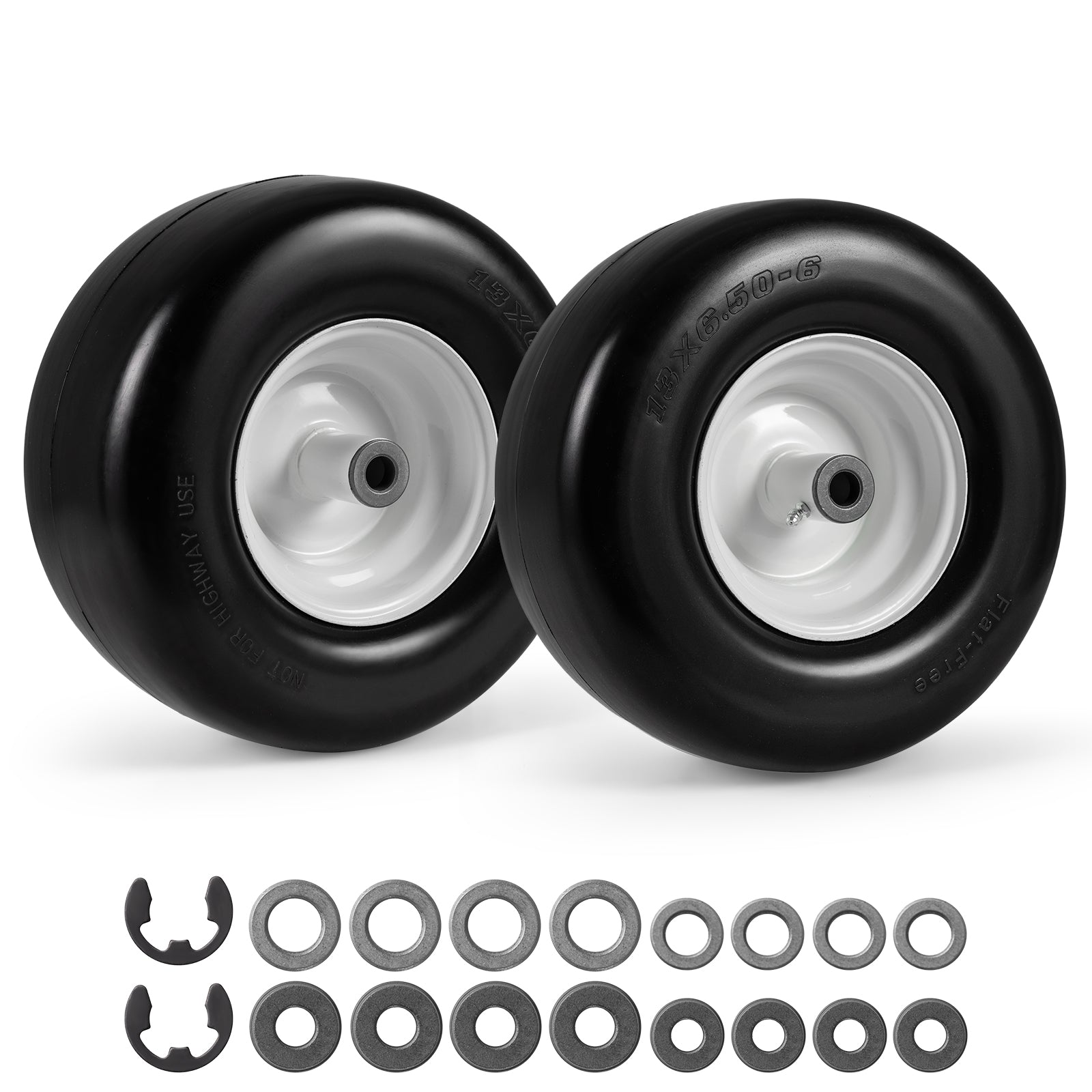 13 x 6.50-6 Flat Free Tires and Wheels 2 Pack Solid Rubber Tires, White Garden Tools White at Gallery Canada