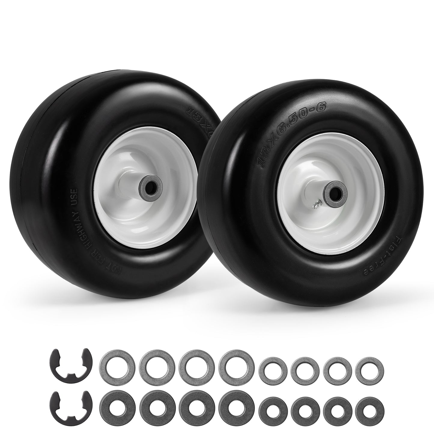 13 x 6.50-6 Flat Free Tires and Wheels 2 Pack Solid Rubber Tires, White Garden Tools White at Gallery Canada