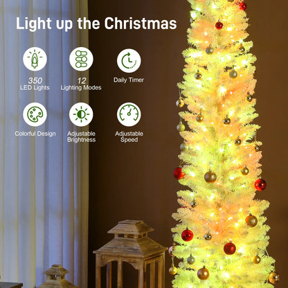 9ft Christmas Tree, Colorful DIY Synchronized LEDs, Hinged Pencil, White, White Pencil Christmas Trees at Gallery Canada