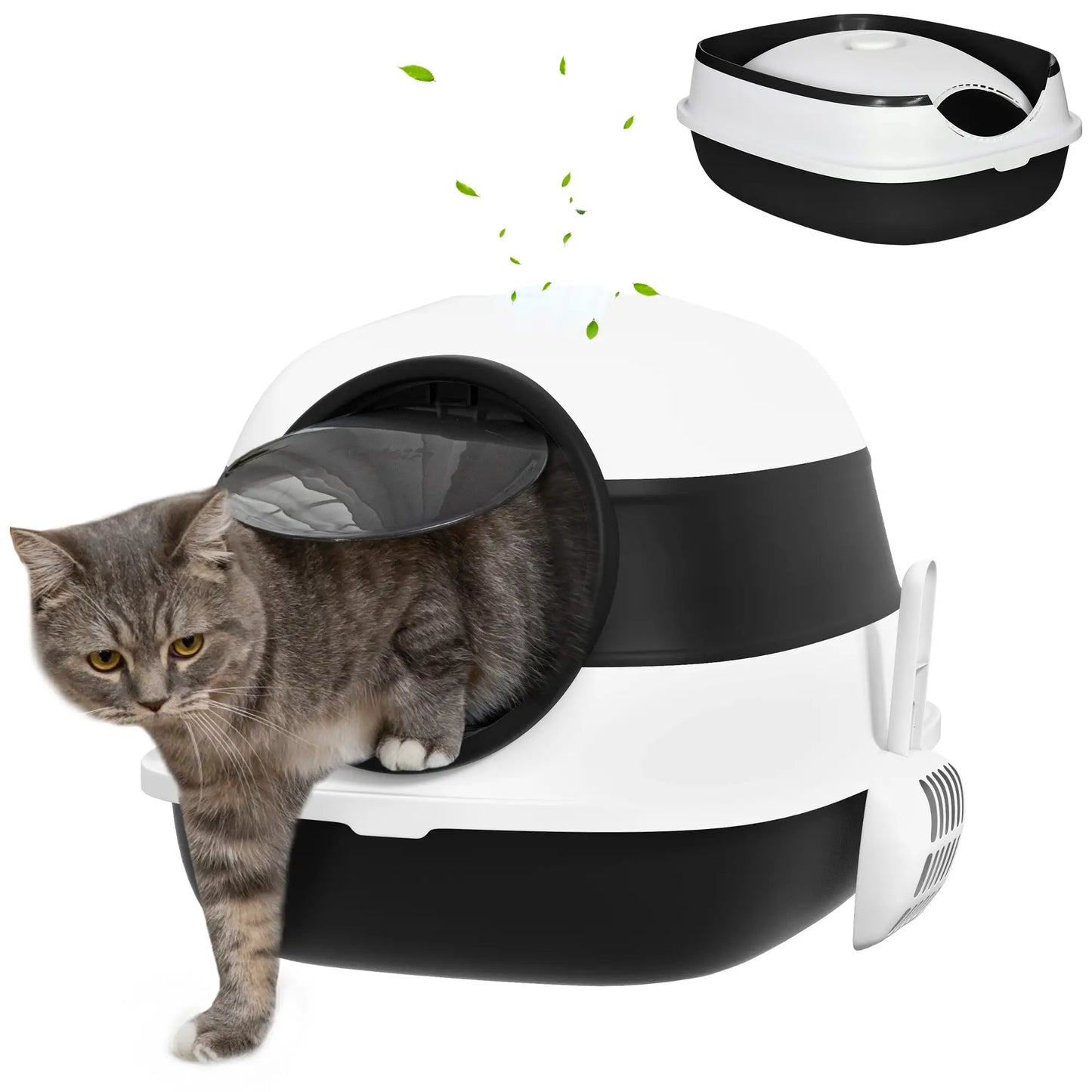 Covered Cat Litter Box with Lid, High Sides, Black Cat Litter Box Enclosures at Gallery Canada